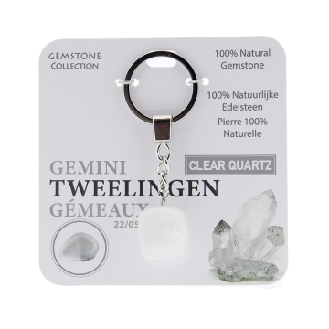 Bergkristal - sleutelhanger sterrenbeeld tweelingen - Gemstone