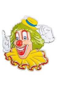 Clown met groene haren gele hoed - wanddecoratie carnaval