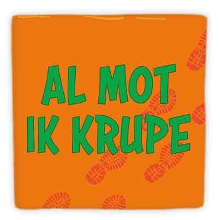 Al mot ik kruipen - keramische tegel oranje groen