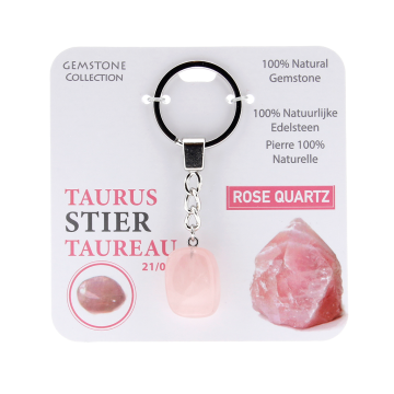 Rozen quartz  - sleutelhanger sterrenbeeld stier - Gemstone