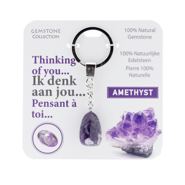 Amethist  - sleutelhanger ik denk aan jou - Gemstone