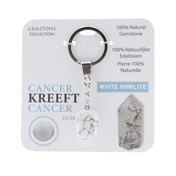 White howliet  - sleutelhanger sterrenbeeld kreeft - Gemstone