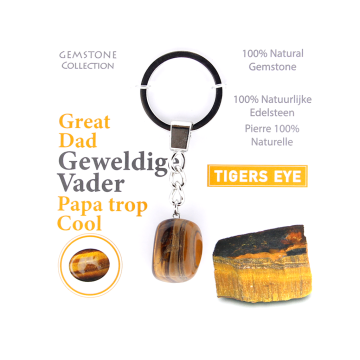 Tijgeroog - sleutelhanger geweldige vader - Gemstone