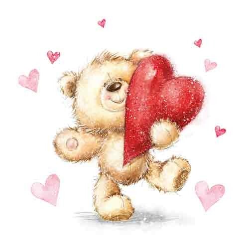 Beertje met hart - keramische tegel Valentijn