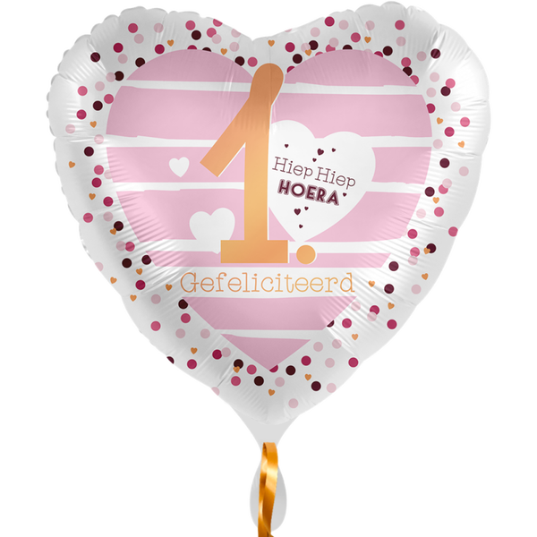1 Hiep hiep hoera roze - folieballon