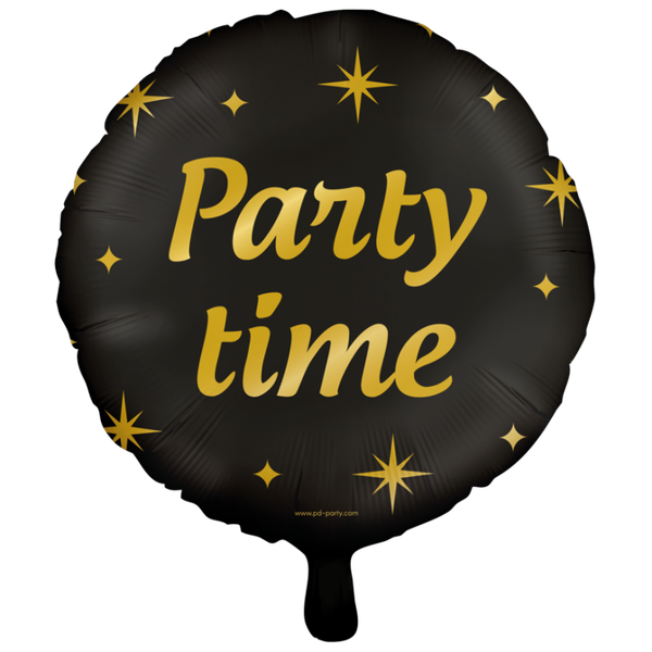Party time - folieballon goud/zwart