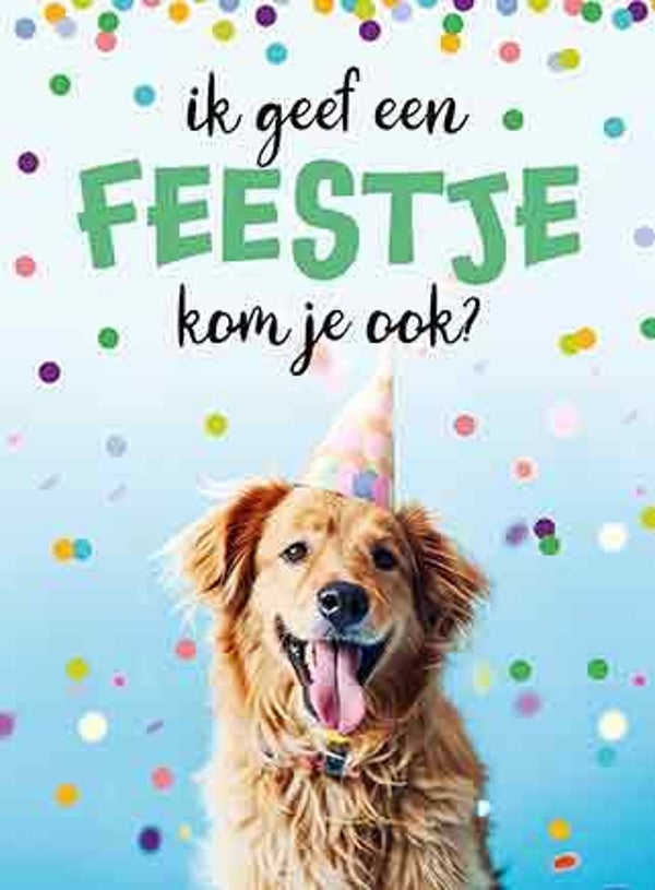 Ik geef een feestje hond - uitnodigingskaarten