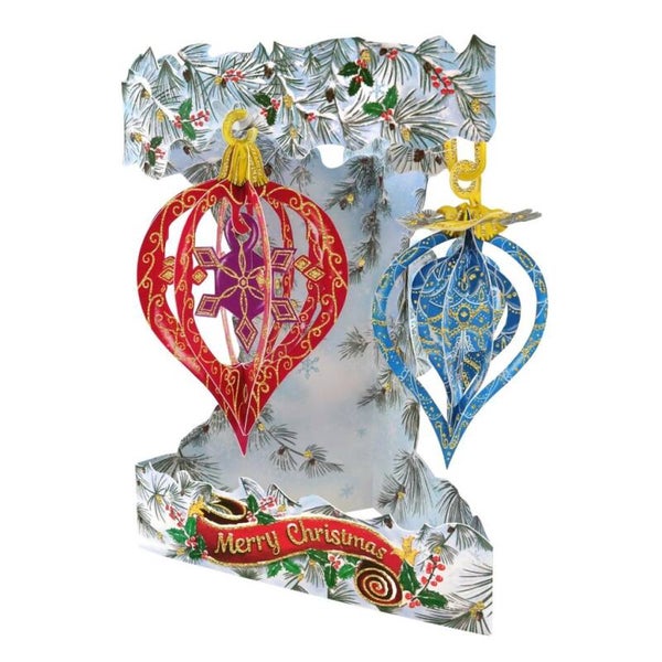 Baubles - Santoro XMAS  - 3D SWING kerstkaart