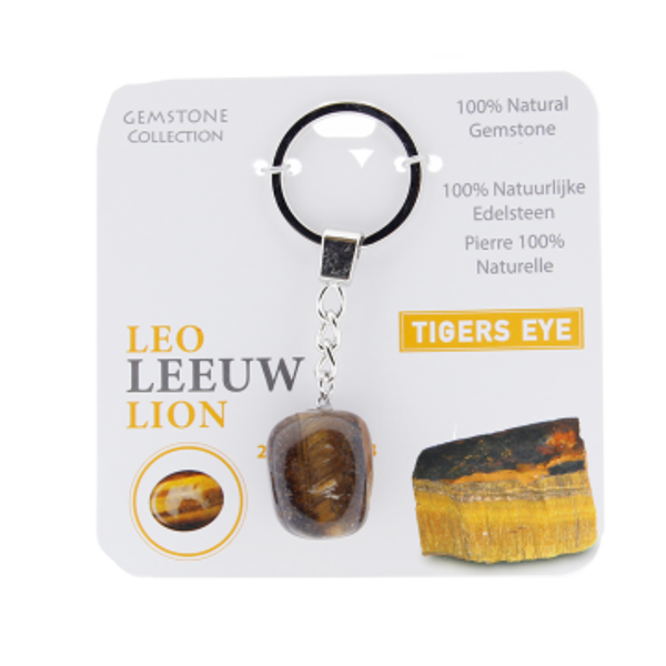 Tijgeroog - sleutelhanger sterrenbeeld leeuw - Gemstone