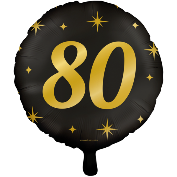 80 Jaar - folieballon goud/zwart