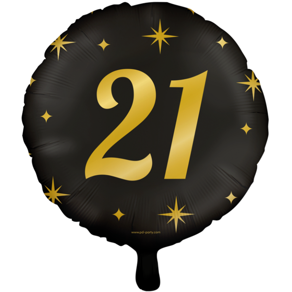 21 Jaar - folieballon goud/zwart