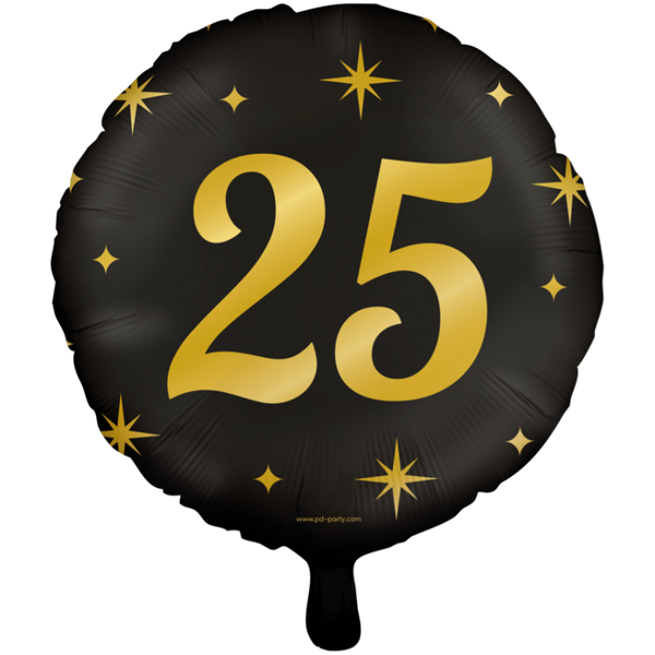 25 Jaar - folieballon goud/zwart