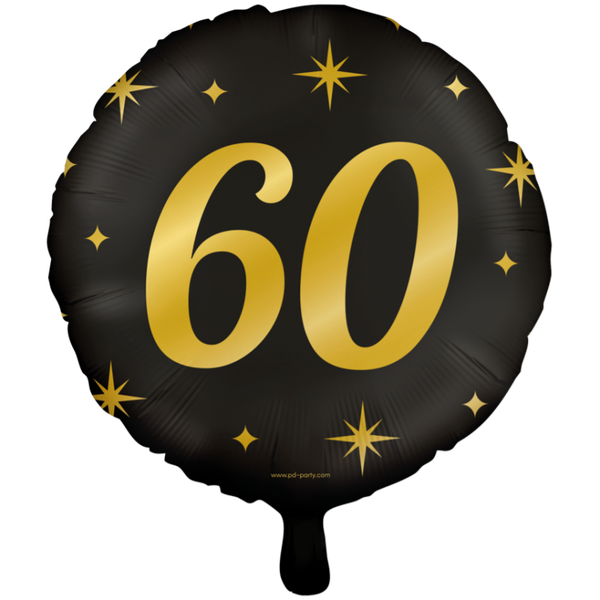 60 Jaar - folieballon goud/zwart