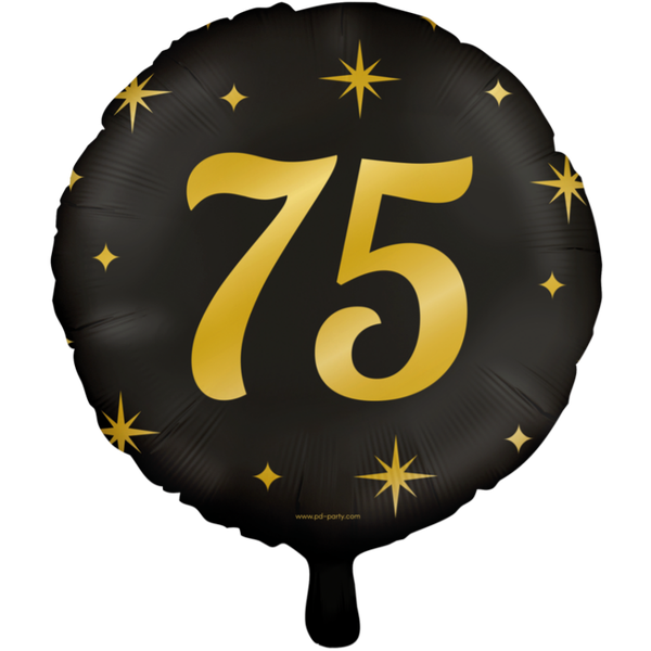 75 Jaar - folieballon goud/zwart