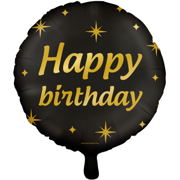 Happy birthday - folieballon goud/zwart