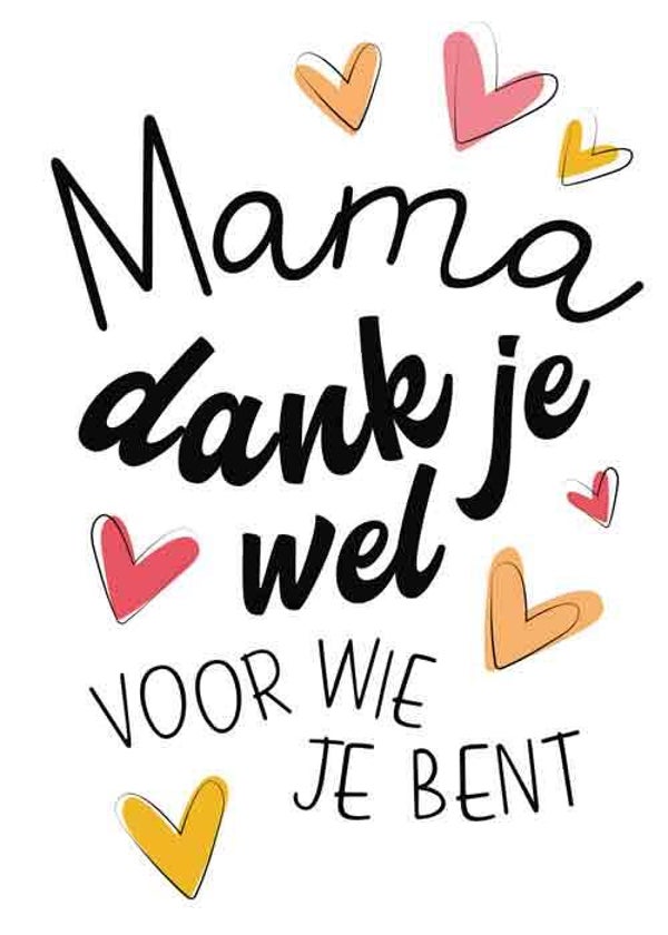 Mama dank je wel - wenskaart moederdag
