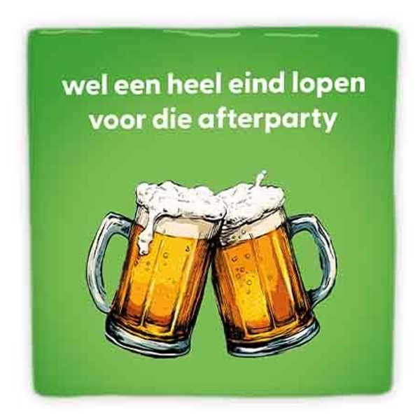 Wel een heel eind lopen voor die afterparty - keramische tegel bierpullen