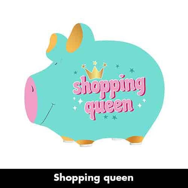 Shopping queen - spaarpot varken in geschenkverpakking