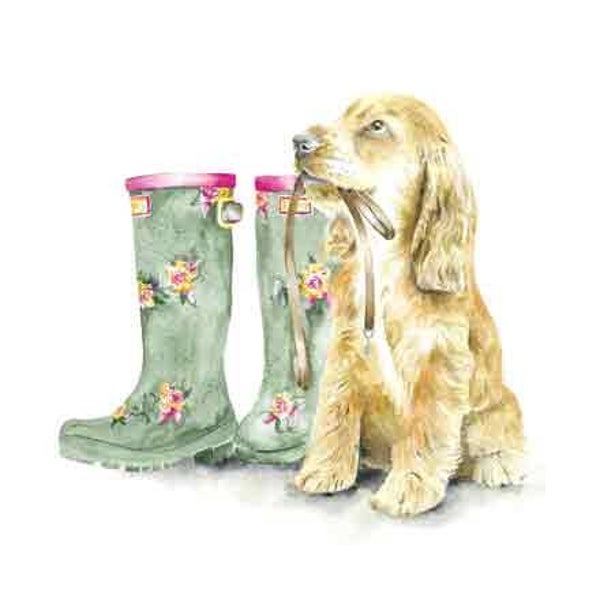 Hond met riem - wenskaart love country