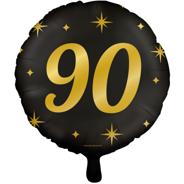 90 Jaar - folieballon goud/zwart
