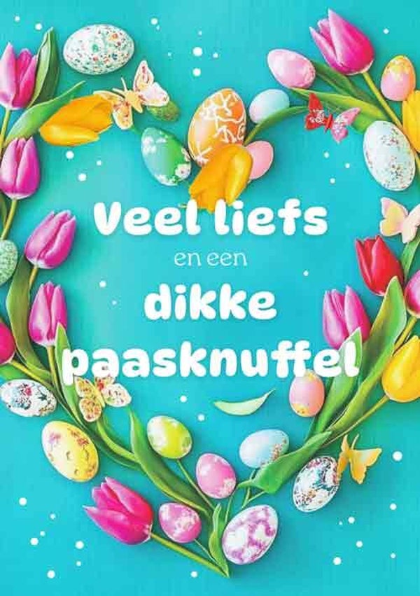Veel liefs en een dikke paasknuffel  - paas wenskaart