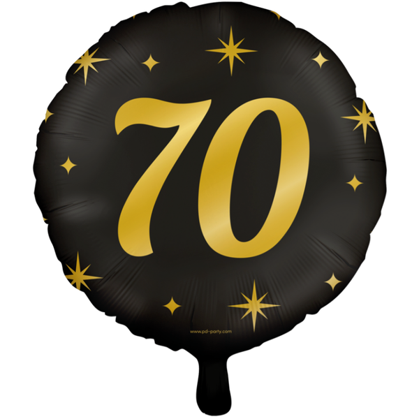 70 Jaar - folieballon goud/zwart