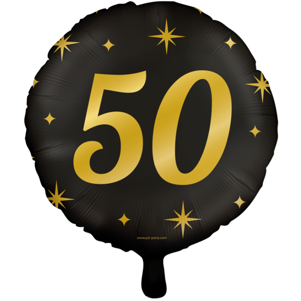 50 Jaar - folieballon goud/zwart