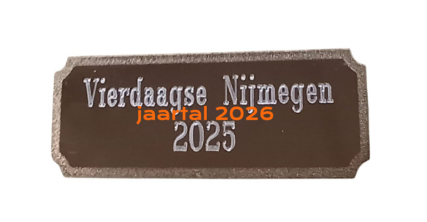 Gegraveerd plaatje brons - Vierdaagse Nijmegen 2026