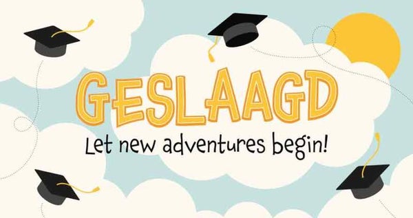 Geslaagd let new adventures begin!- wenskaart geslaagd