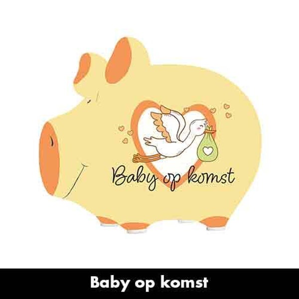 Baby op komst - spaarpot varken in geschenkverpakking