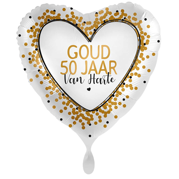 Goud 50 jaar van harte - folieballon
