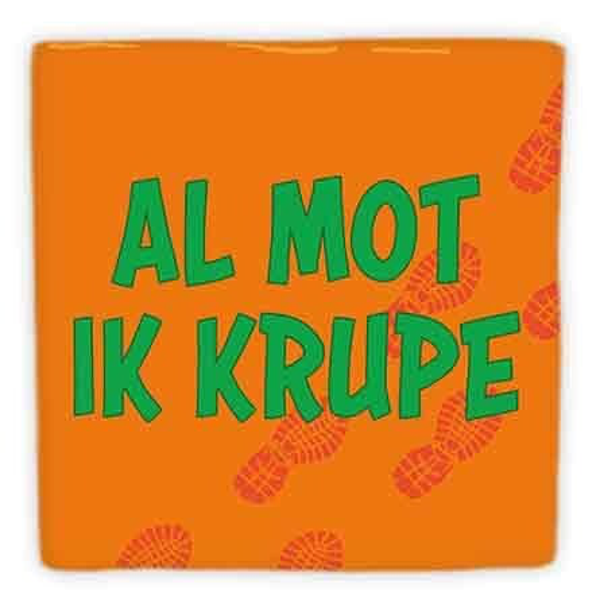 Al mot ik kruipen - keramische tegel oranje groen
