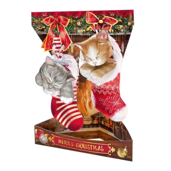 Christmas Kittens - Santoro XMAS  - 3D SWING kerstkaart