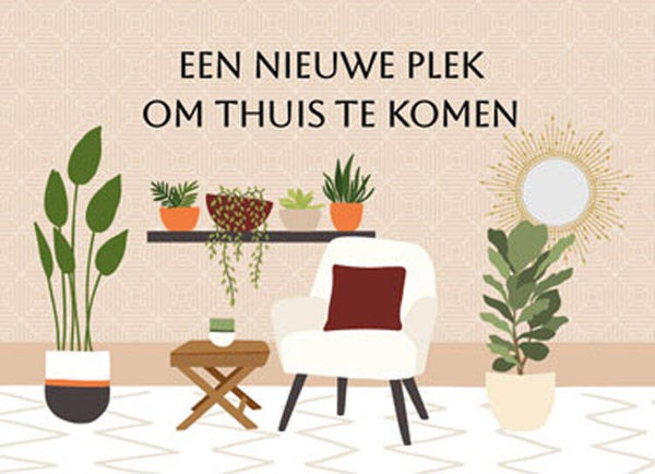 Nieuwe plek - wenskaart Mixx