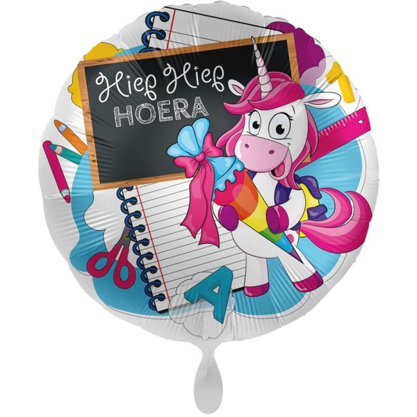 Hiep hiep hoera unicorn - folieballon