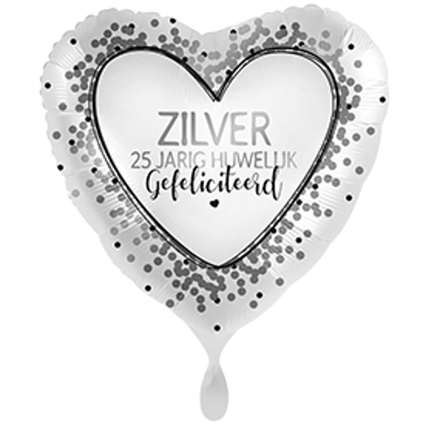 Zilver 25 jarig huwelijk - folieballon