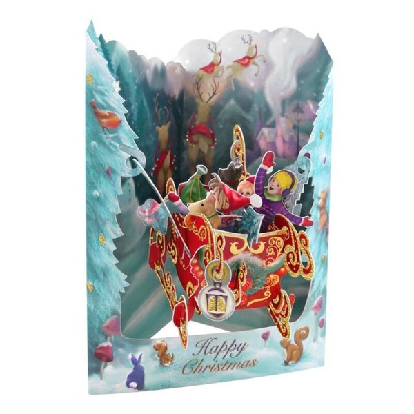 Sleigh - Santoro XMAS  - 3D SWING kerstkaart