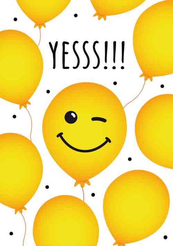Yess!!! - wenskaart geslaagd