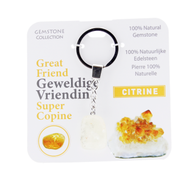 Citrien - sleutelhanger geweldige vriendin - Gemstone