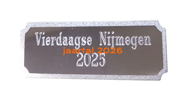 Gegraveerd plaatje zilver - Vierdaagse Nijmegen 2026
