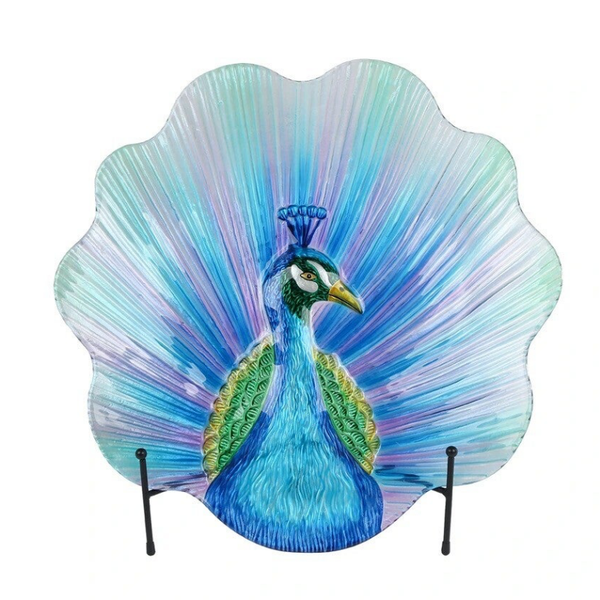 Schaal Peacock met standaard - glas
