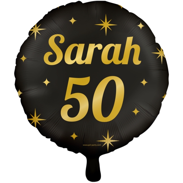 50 Jaar Sarah - folieballon goud/zwart