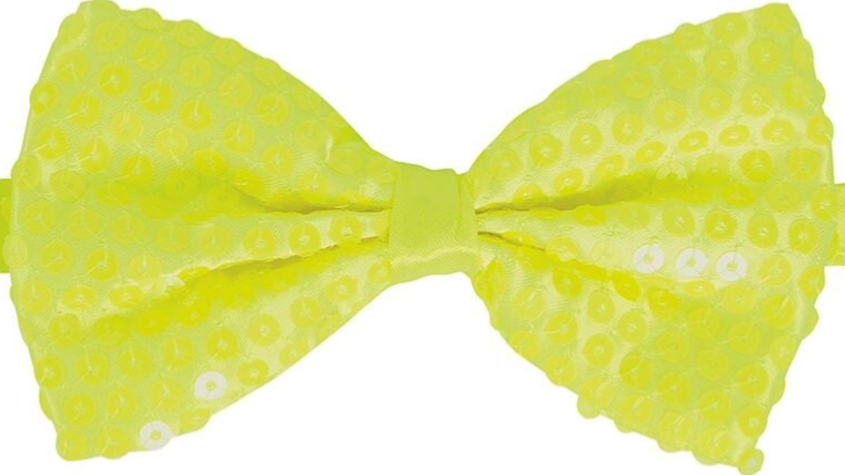 Vlinderstrik paillette - neon geel