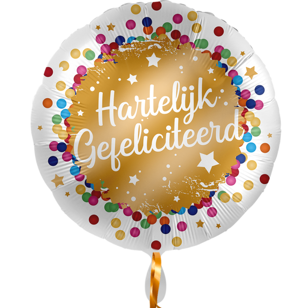 Hartelijk gefeliciteerd goud - folieballon