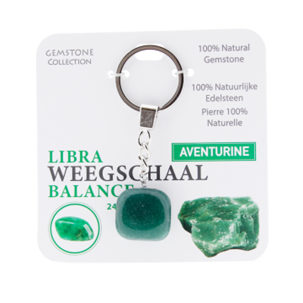 Aventurijn - sleutelhanger sterrenbeeld weegschaal - Gemstone