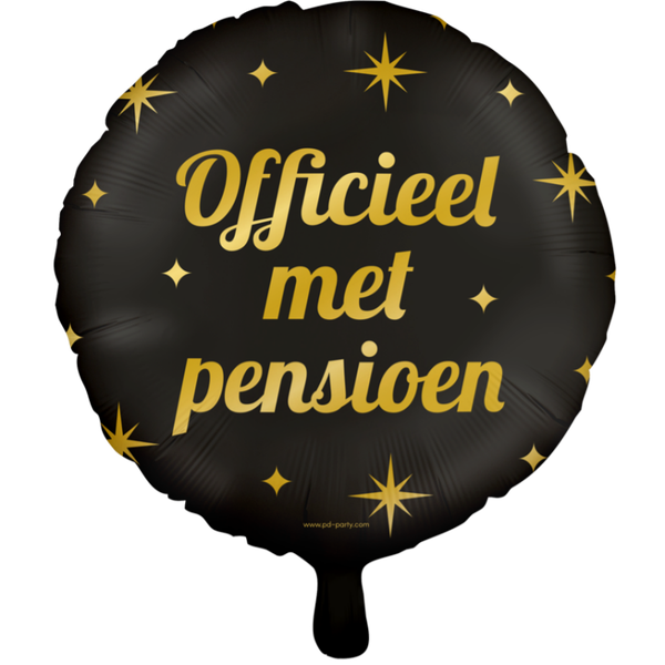 Officieel met pensioen - folieballon goud/zwart