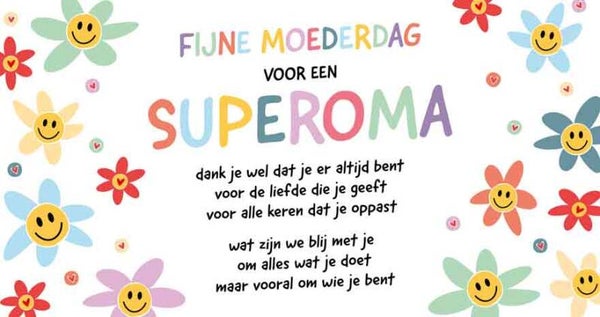Fijne moederdag voor een super oma - wenskaart  moederdag