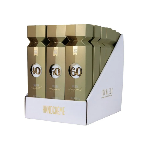 Mijlpaal 40 - 50 - 60 partycracker -  handcréme - 100% LEUK