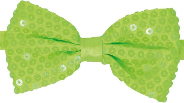 Vlinderstrik paillette - neon groen