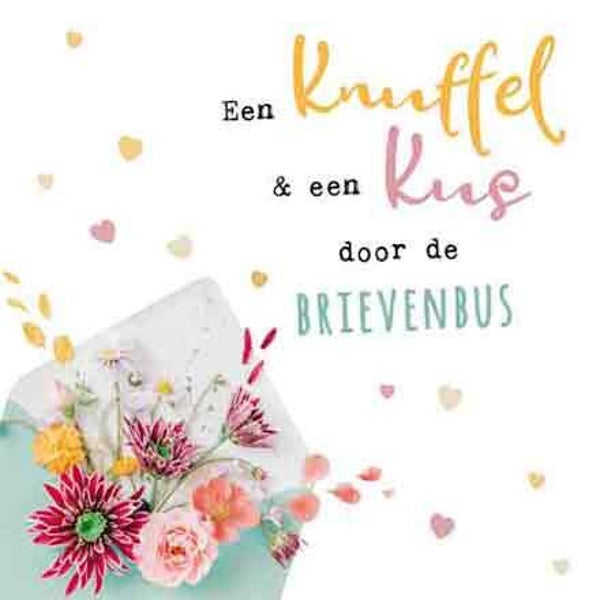 Een knuffel & een kus - wenskaart